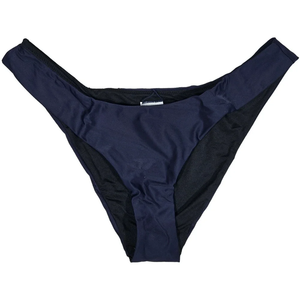 J. Crew Curved-waist cheeky bikini bottom in‎ Navy M NWT
